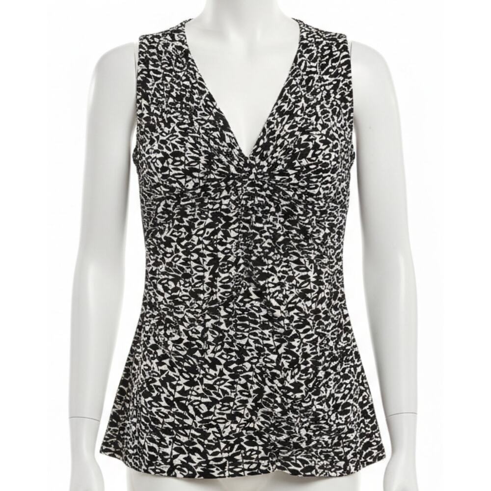 la vita Tank Top Womens Size S Black White V-Neck Sleeveless Y2K 2000s Office